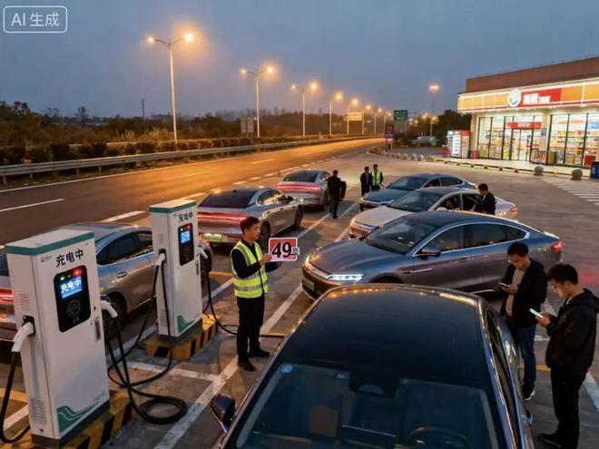 “排队3小时充电1小时！”长假高速充电桩“排队叫号”500公里路开了11个(图3)
